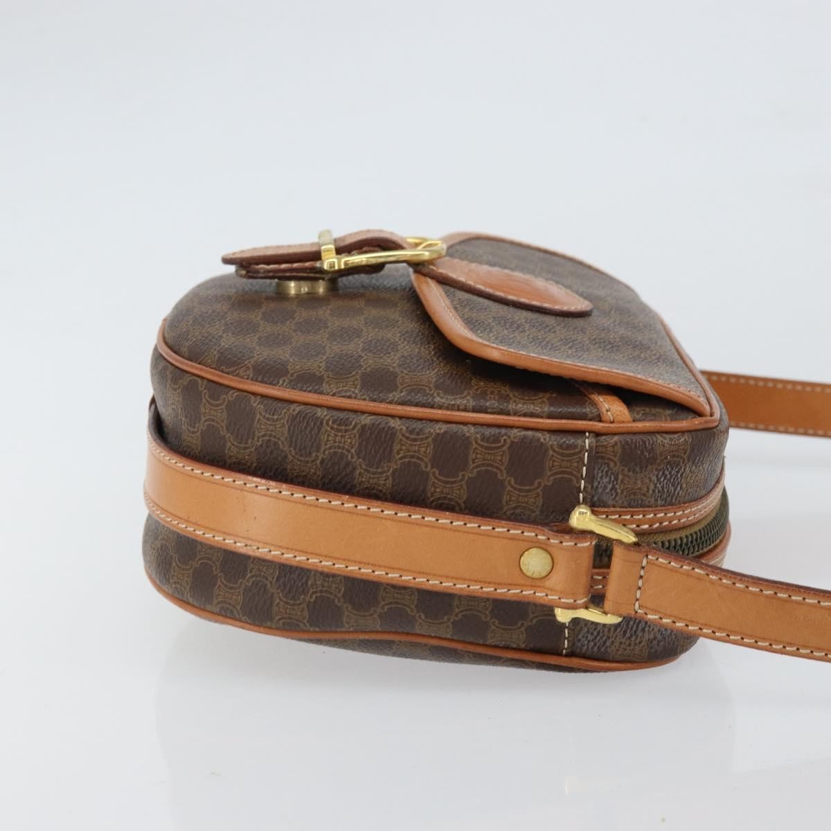 Celine Vintage Macadam Canvas And Leather Brown Canvas Shoulder Bag Bag (Pre-Owned)