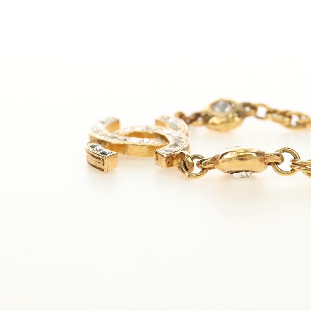 Chanel Cc Pendant Metal With Crystals Gold Metal Necklace Jewelry (Pre-Owned)