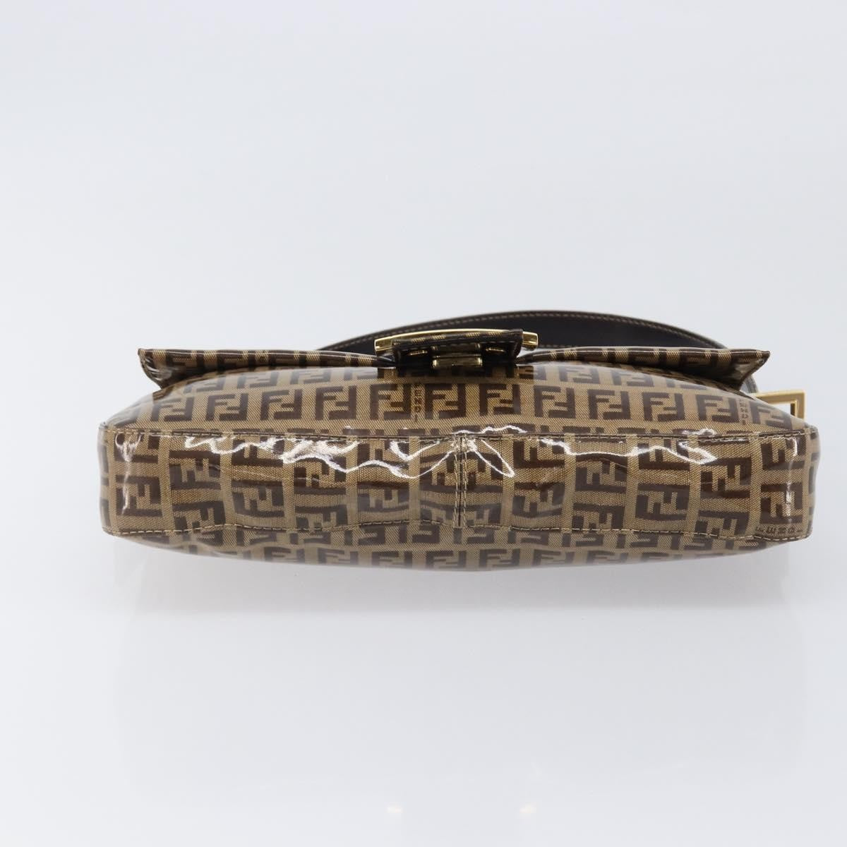 Fendi Mamma Baguette Zucca Patent Leather Beige Canvas Shoulder Bag Bag (Pre-Owned)
