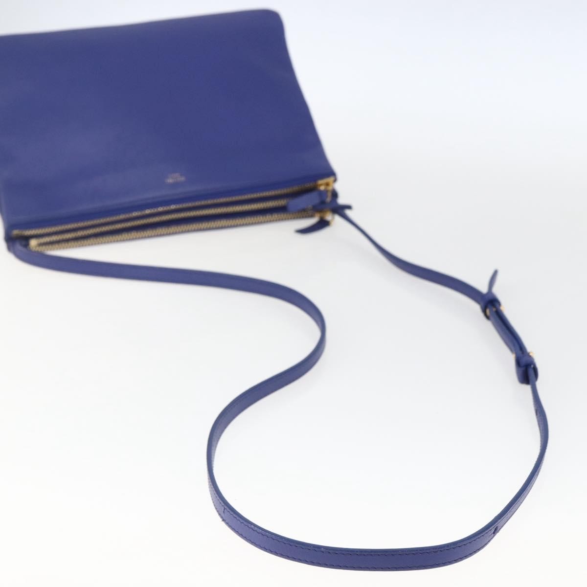 Celine Trio Leather Blue Leather Shoulder Bag Bag (Pre-Owned)