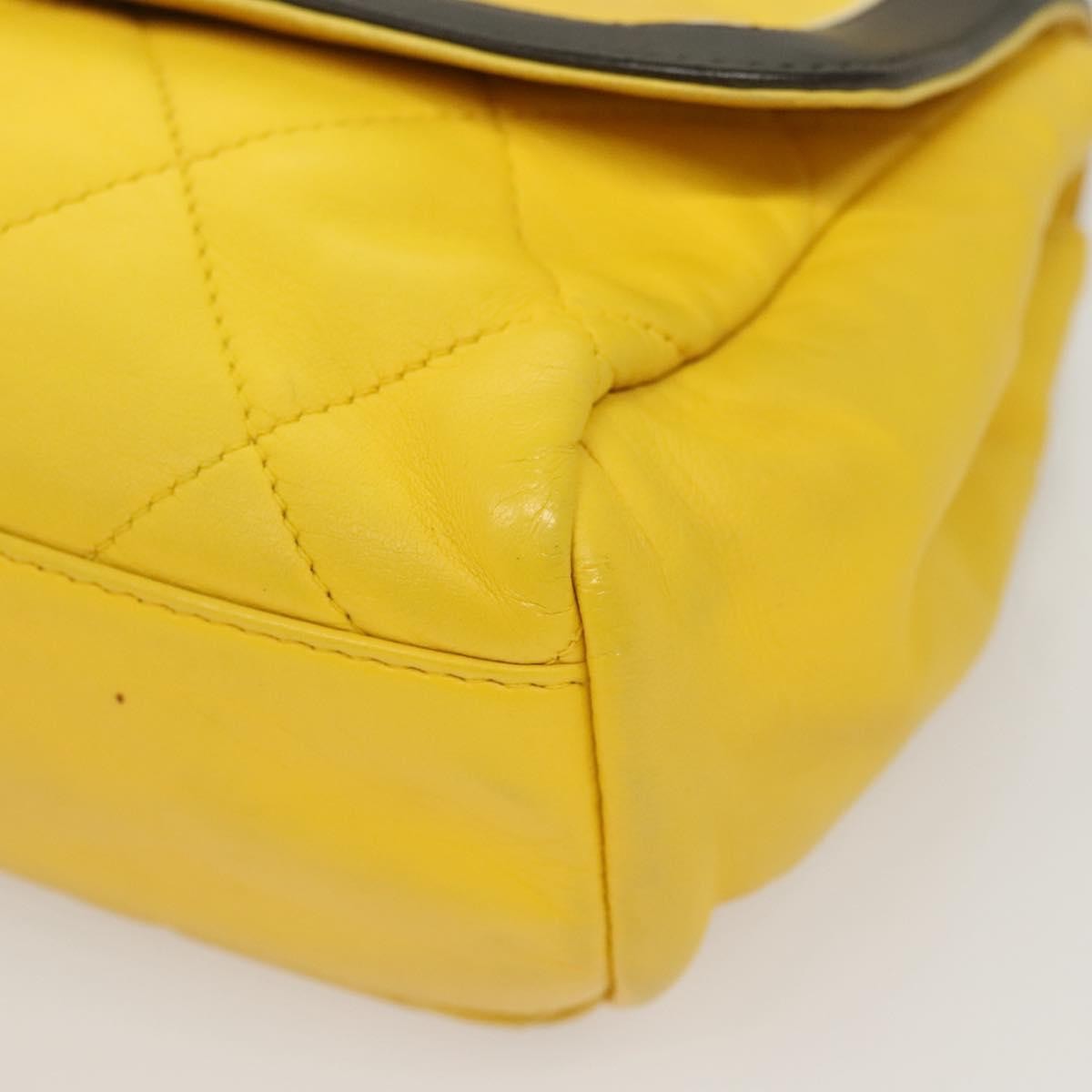 Chanel Two Tone Mademoiselle Lock Flap Quilted Lambskin Yellow Leather Shoulder Bag Bag (Pre-Owned)
