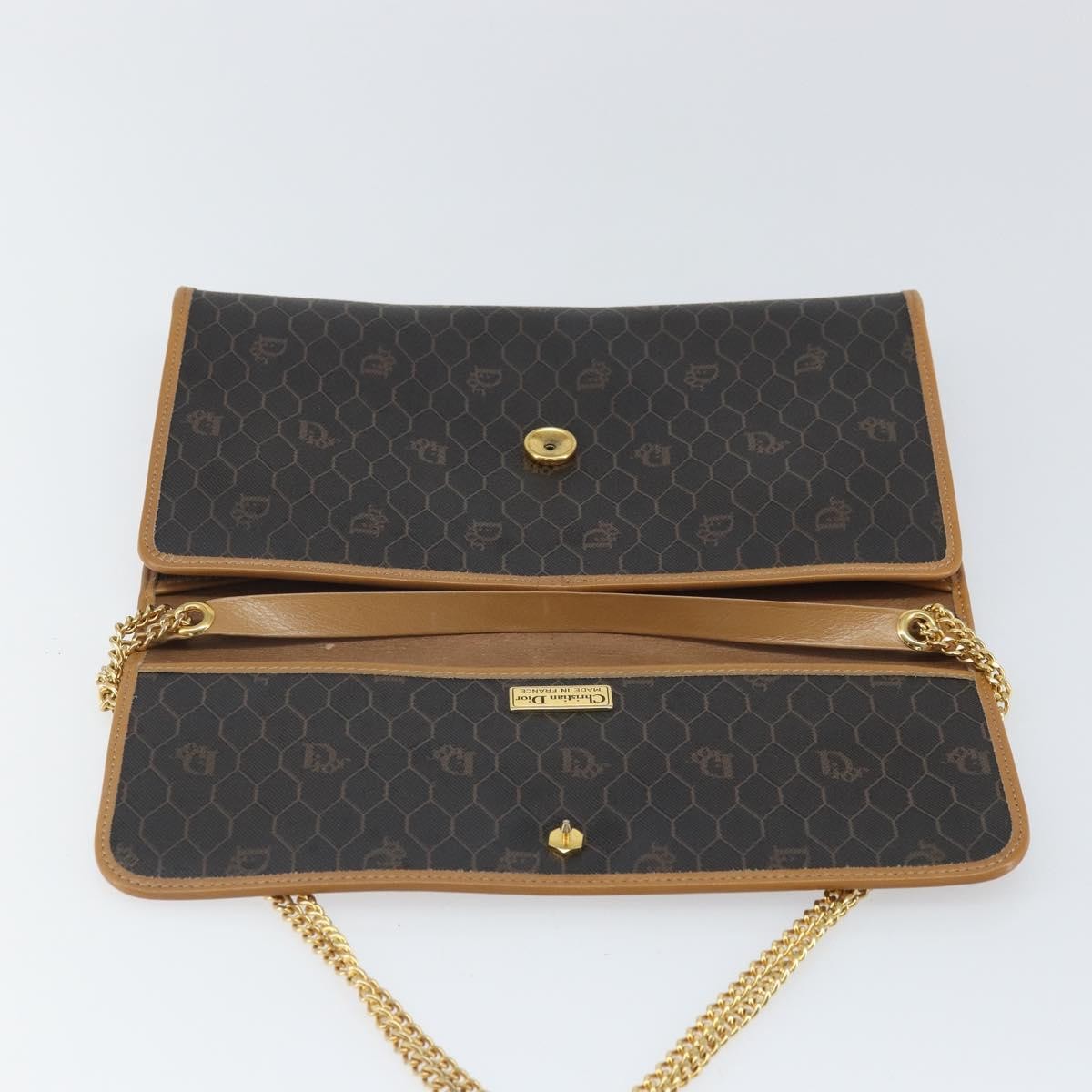 Christian Dior Vintage Honeycomb Chain Canvas Black Canvas Shoulder Bag Bag (Pre-Owned)