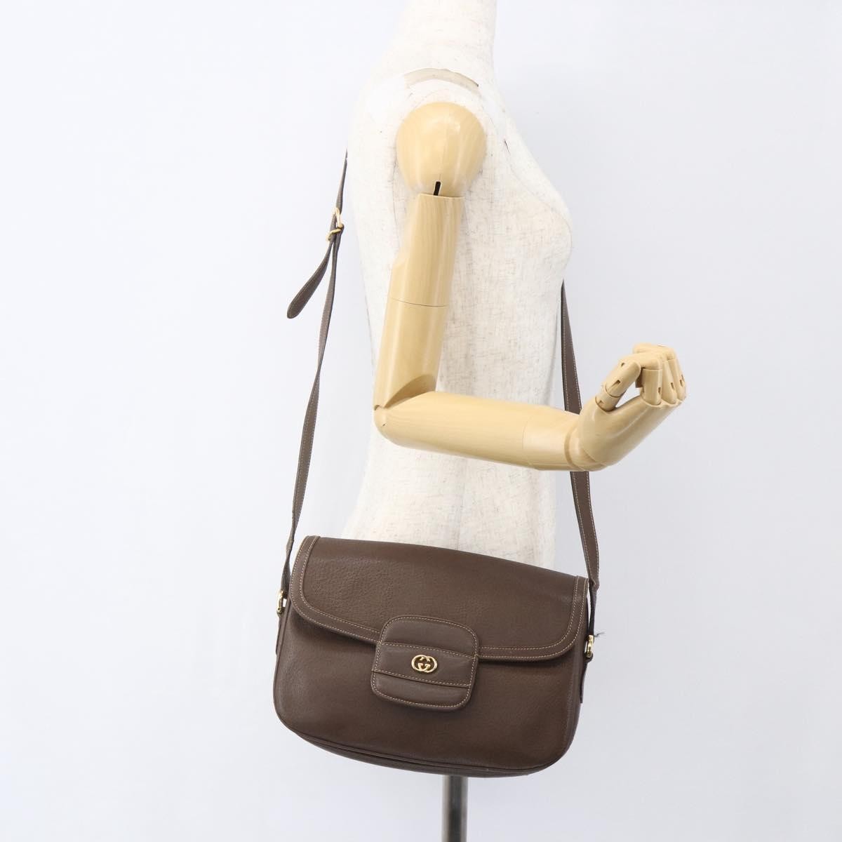 Gucci Vintage Leather Brown Leather Shoulder Bag Bag (Pre-Owned)