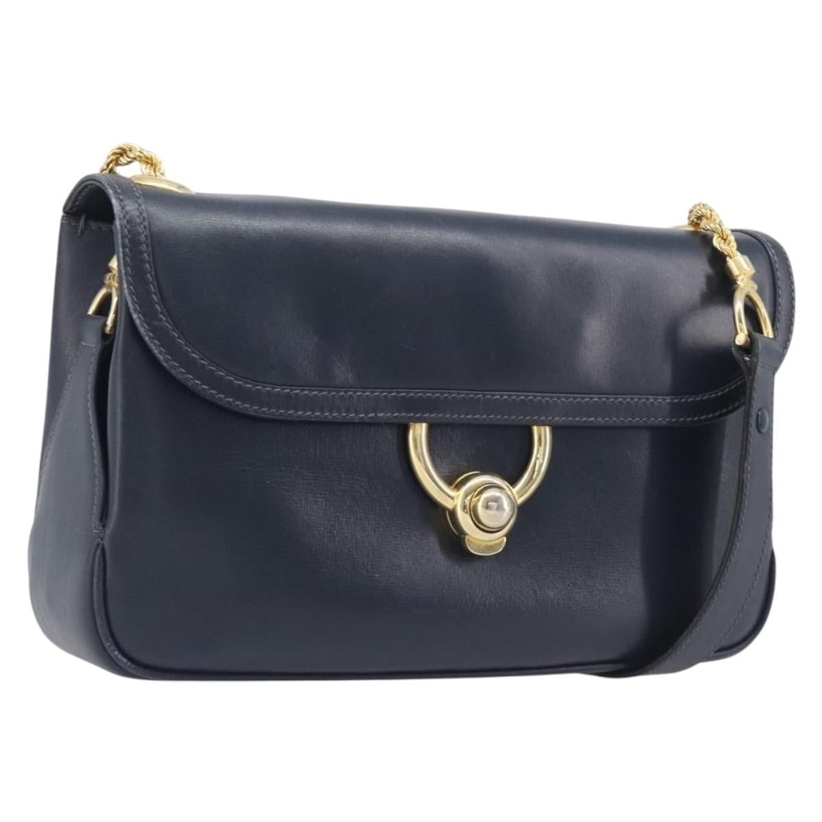 Gucci Shoulder Leather Navy Leather Shoulder Bag Bag (Pre-Owned)