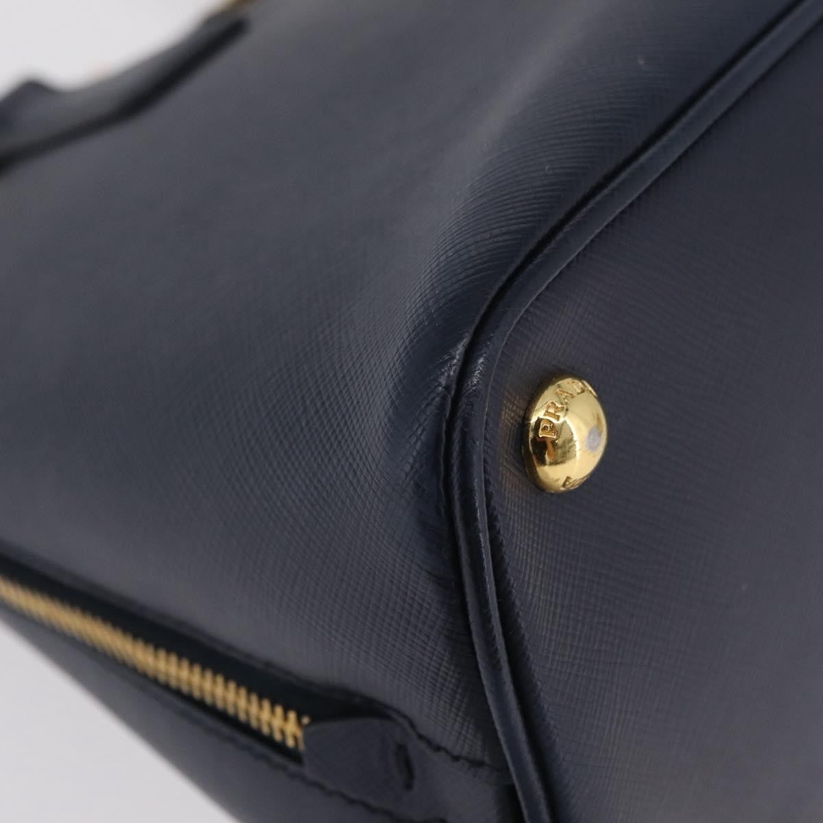 Prada Promenade Saffiano Leather Navy Leather Handbag (Pre-Owned)
