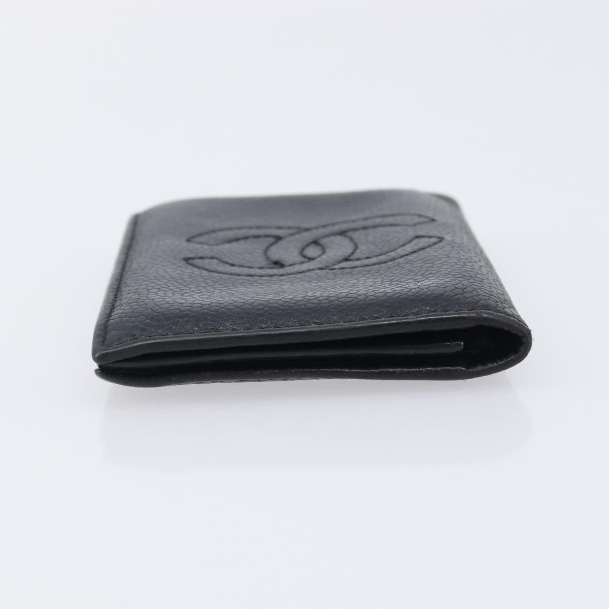 Chanel Timeless Bifold Card Case Caviar Black Leather Card Holders Accessory (Pre-Owned)