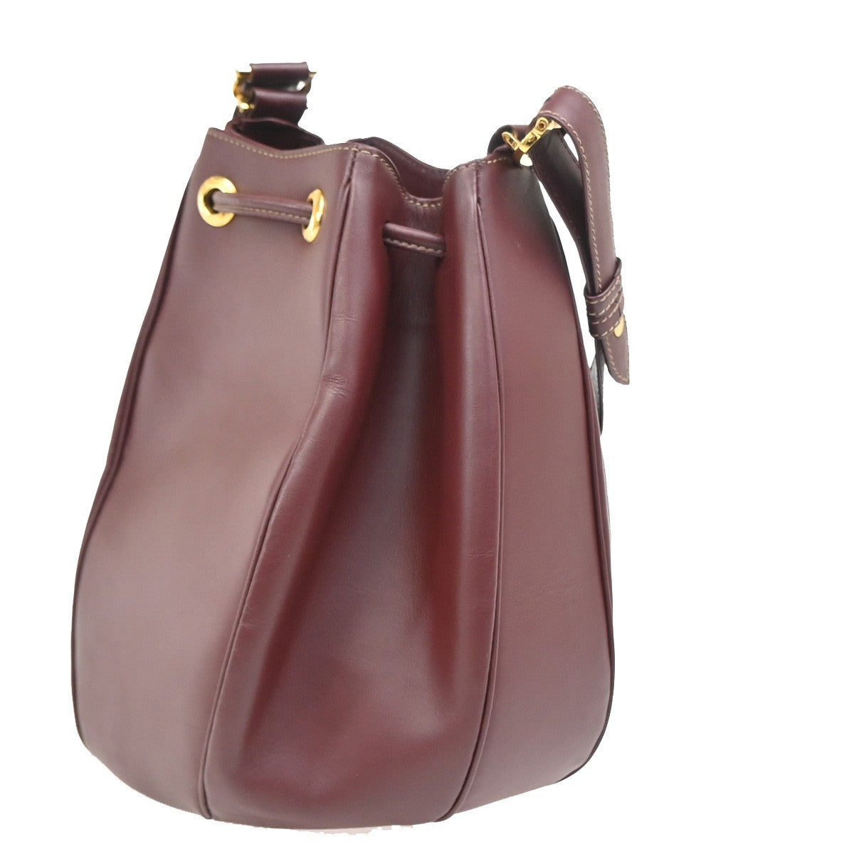 Cartier Must De Cartier Leather Burgundy Leather Shoulder Bag Bag (Pre-Owned)