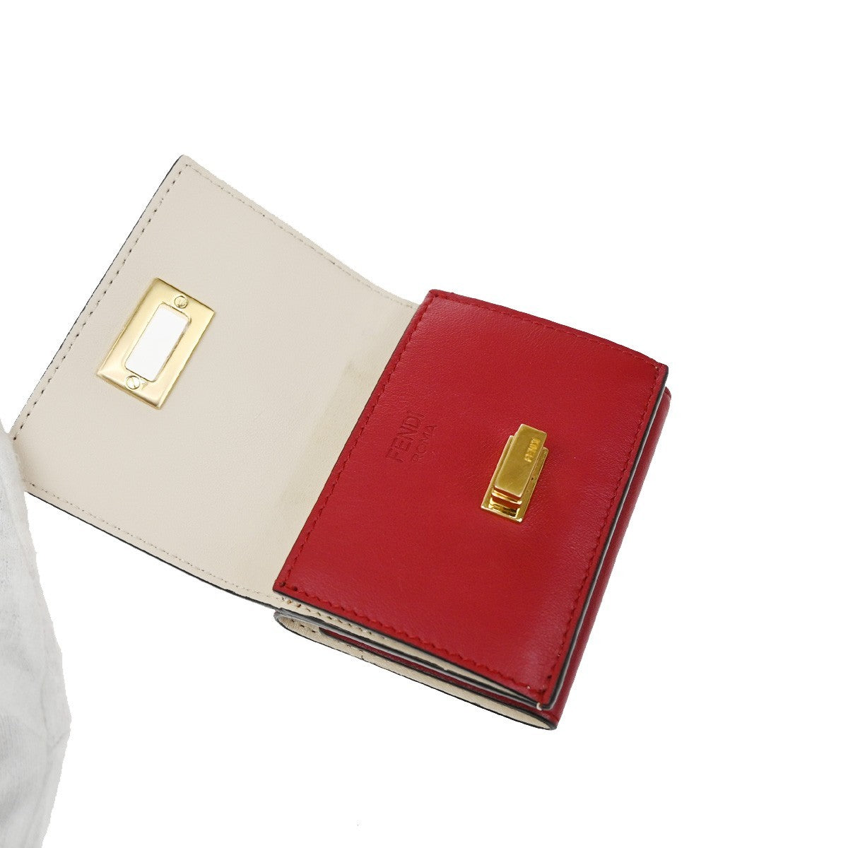 Fendi Peekaboo Leather Red Leather Wallets Accessory (Pre-Owned)