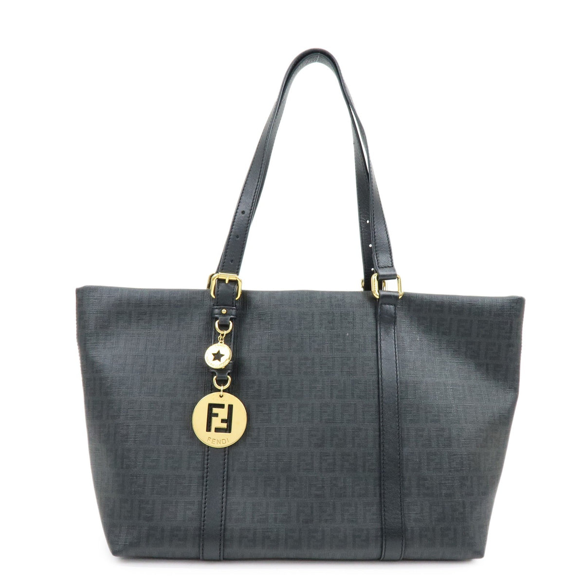 Fendi Superstar Zucchino Coated Canvas Black Canvas Tote Bag Bag (Pre-Owned)