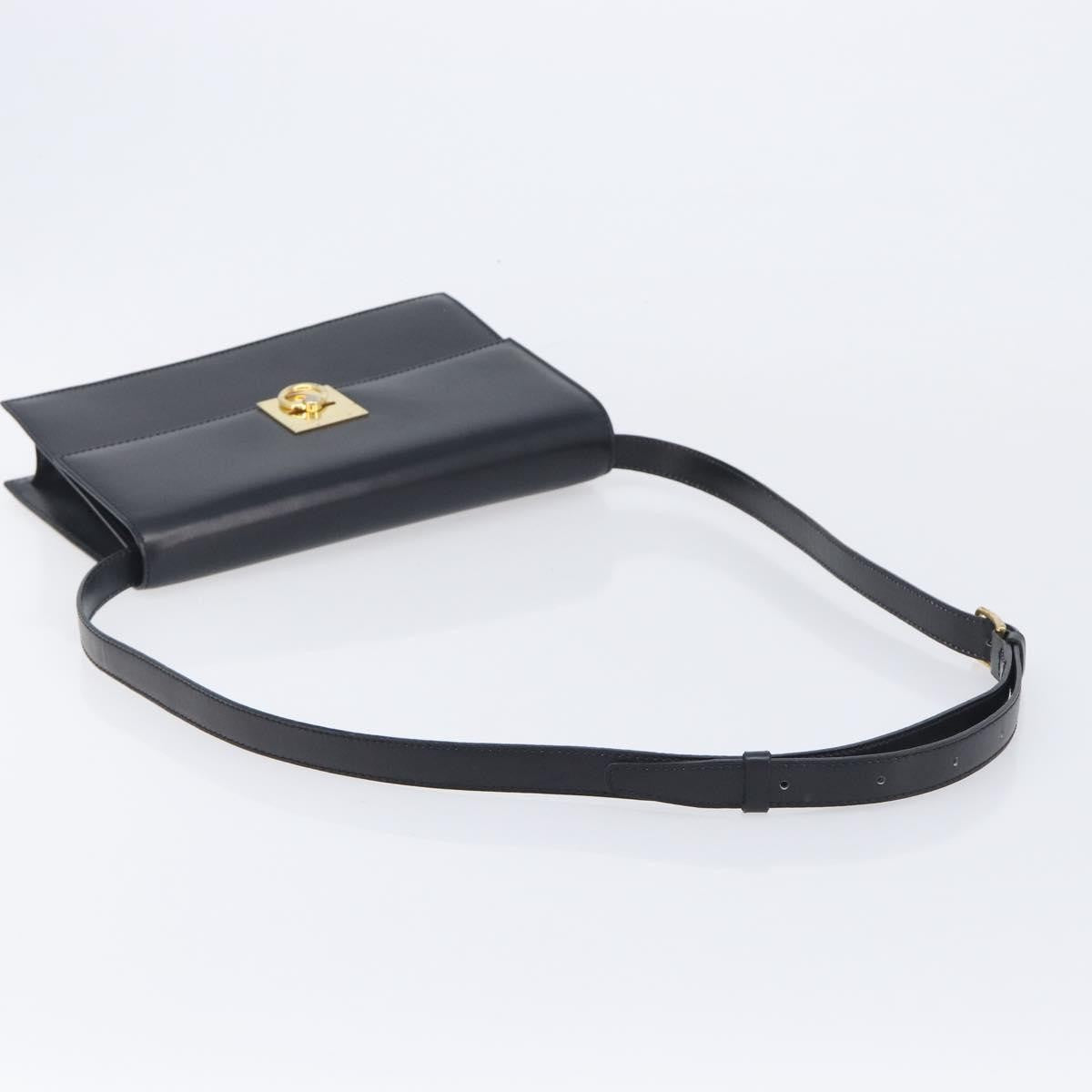 Celine Shoulder Leather Black Leather Shoulder Bag Bag (Pre-Owned)