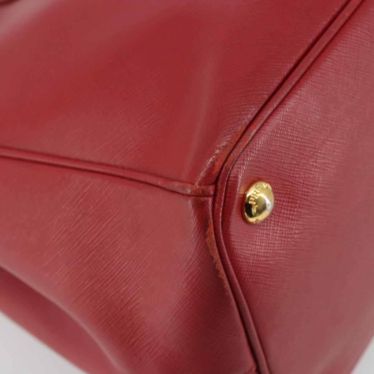 Prada Double Zip Lux Tote Saffiano Leather Red Leather Handbag (Pre-Owned)