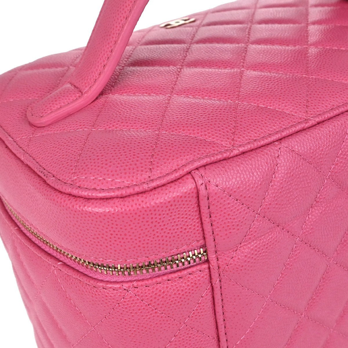 Chanel Vintage Timeless Cosmetic Case Caviar Pink Leather Handbag (Pre-Owned)