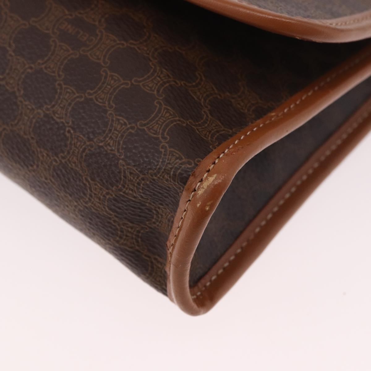 Celine Vintage Macadam Canvas And Leather Brown Canvas Shoulder Bag Bag (Pre-Owned)