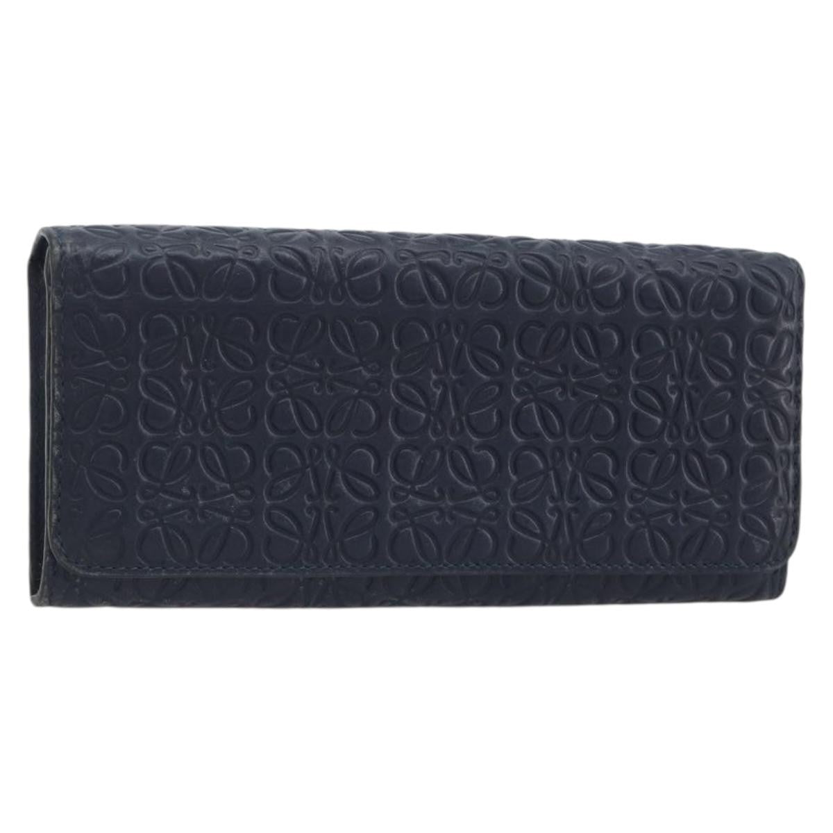Loewe Anagram Leather Navy Leather Wallets Accessory (Pre-Owned)