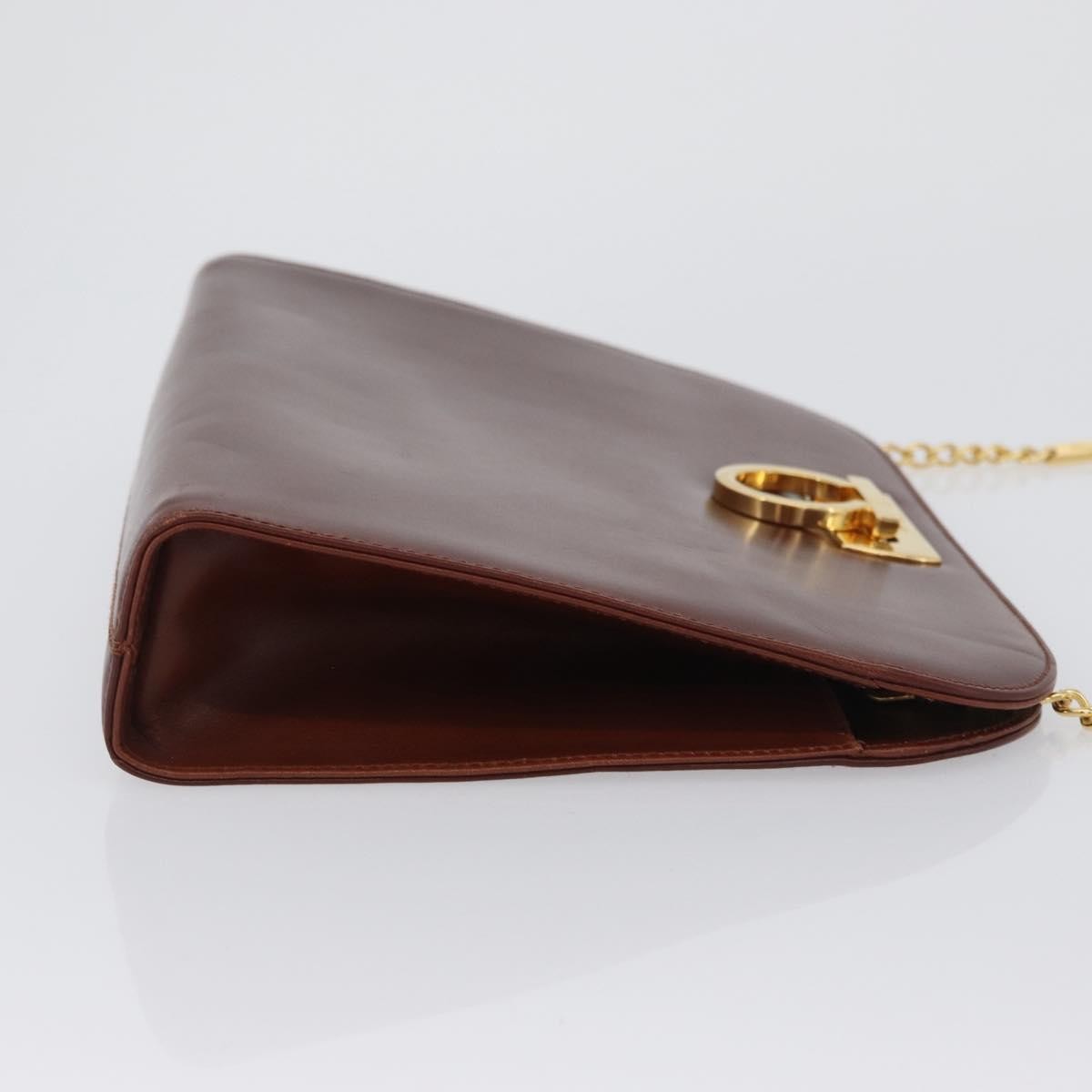 Salvatore Ferragamo Vintage Gancini Chain Leather Brown Leather Shoulder Bag Bag (Pre-Owned)