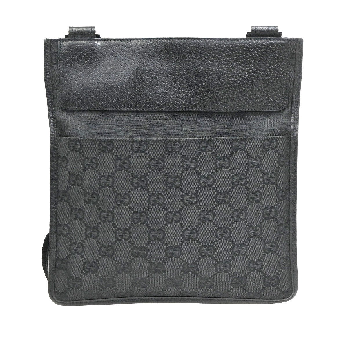 Gucci Vintage Flat Gg Canvas Black Canvas Crossbody Bag Bag (Pre-Owned)