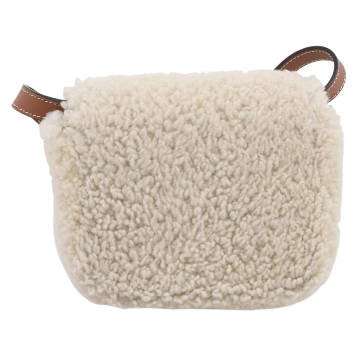 Celine Triomphe Shoulder Shearling Beige Wool Handbag (Pre-Owned)