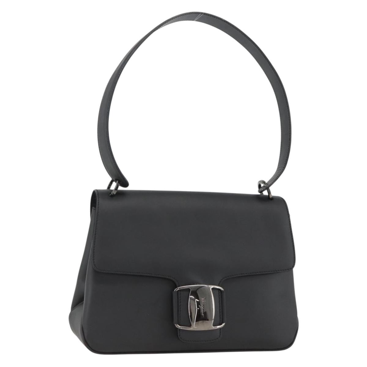 Salvatore Ferragamo Vala Canvas Black Canvas Shoulder Bag Bag (Pre-Owned)