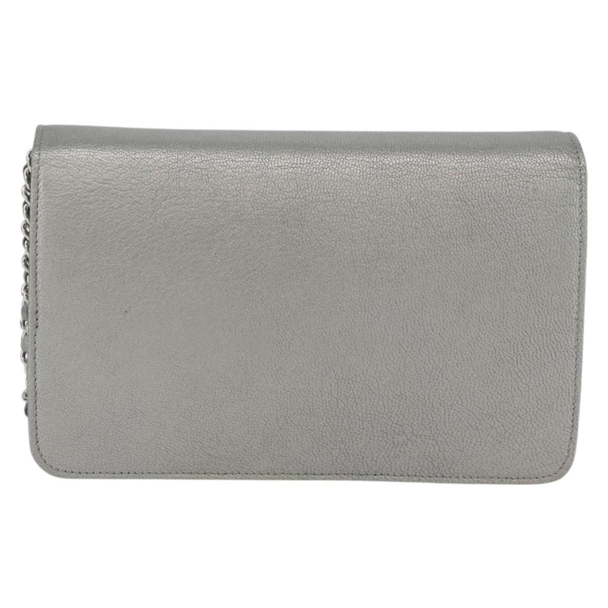 Chanel Round Cc Wallet On Chain Goatskin Silver Leather Crossbody Bag Bag (Pre-Owned)