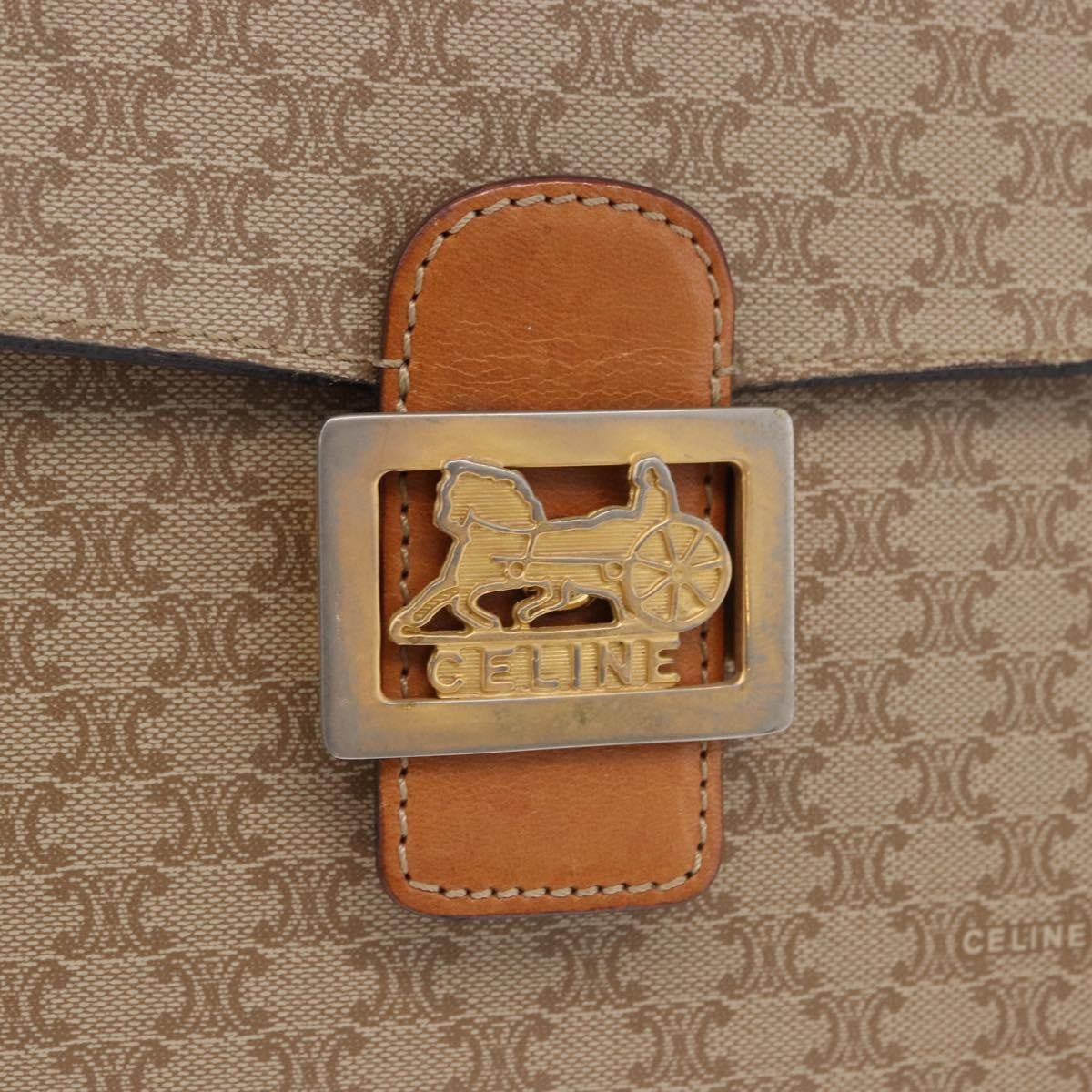 Celine Macadam Canvas Beige Canvas Shoulder Bag Bag (Pre-Owned)