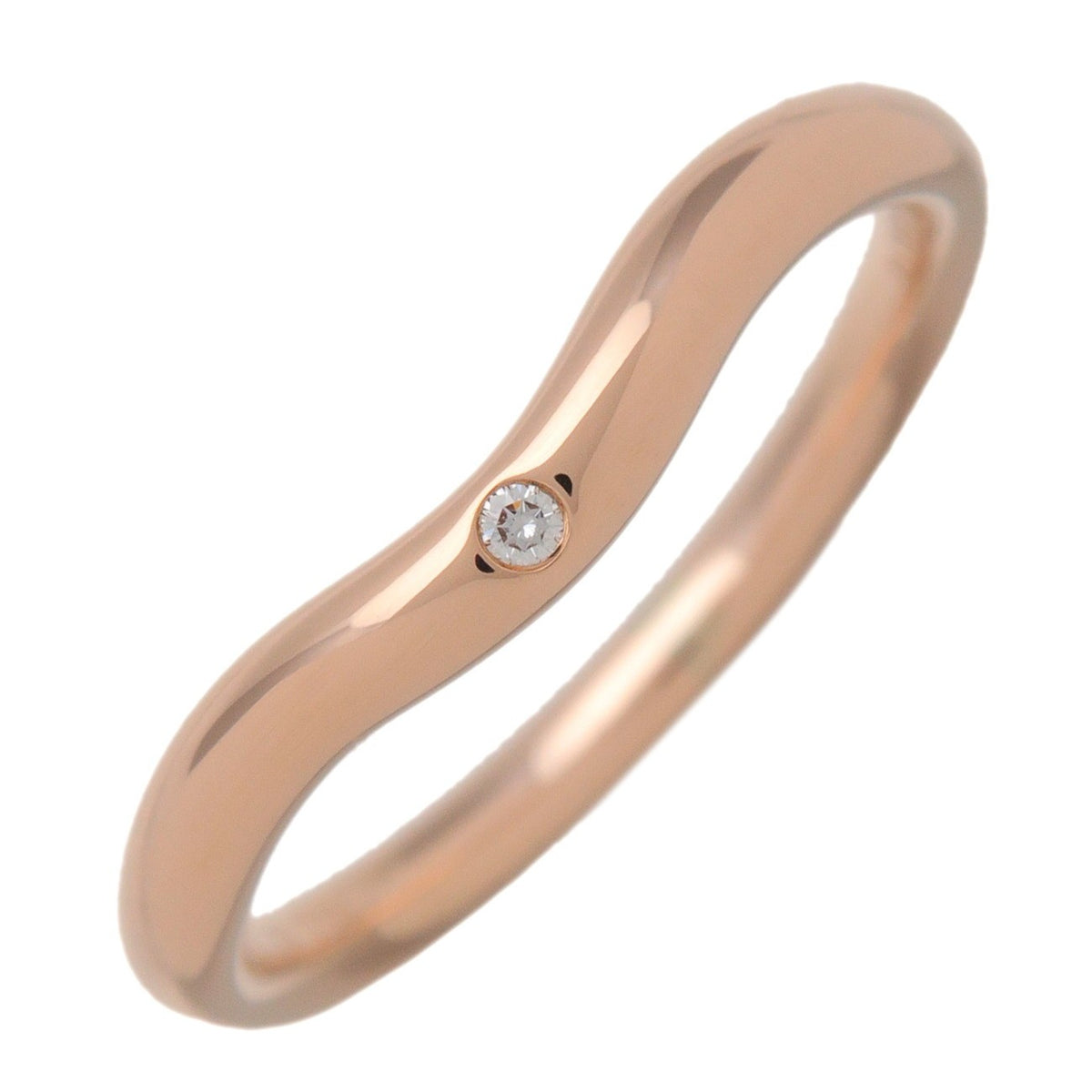 Tiffany & Co. Elsa Peretti Curved Wedding Band 18K Yellow Gold With Diamond Gold Rose_Gold Ring Jewelry (Pre-Owned)