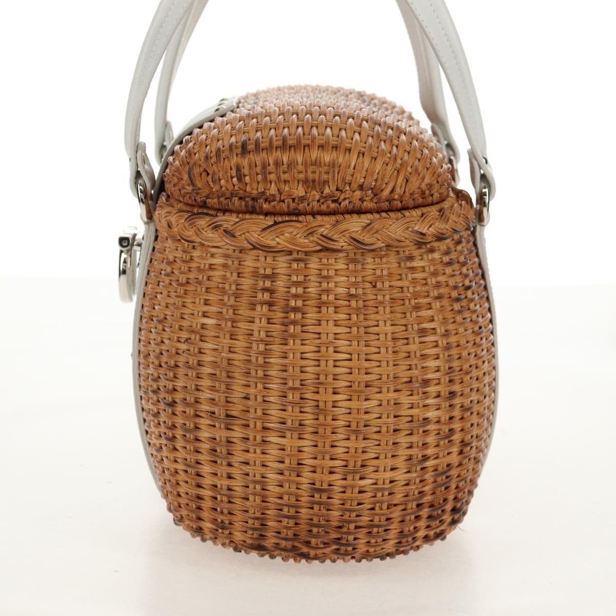 Salvatore Ferragamo Basket Gancini Leather And Wicker Beige Wicker Handbag (Pre-Owned)