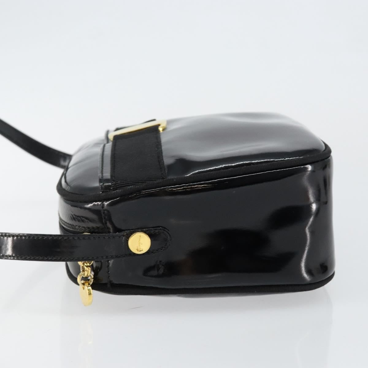 Salvatore Ferragamo Vala Patent Leather Black Patent_Leather Shoulder Bag Bag (Pre-Owned)