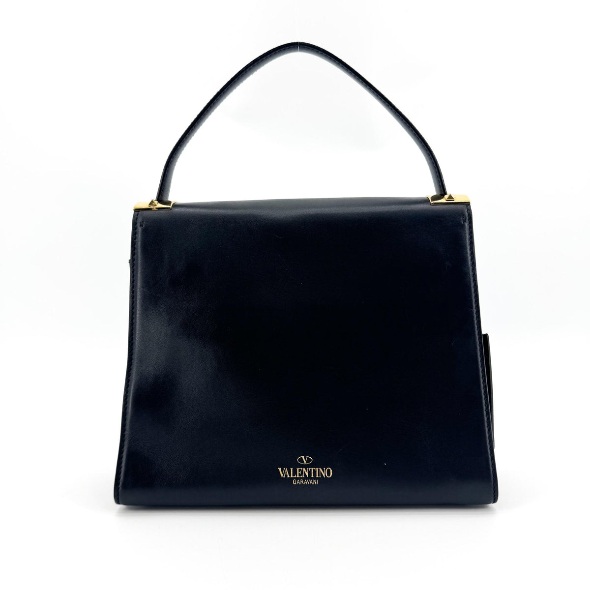 Valentino Garavani My Rockstud Satchel Leather Black Leather Handbag (Pre-Owned)