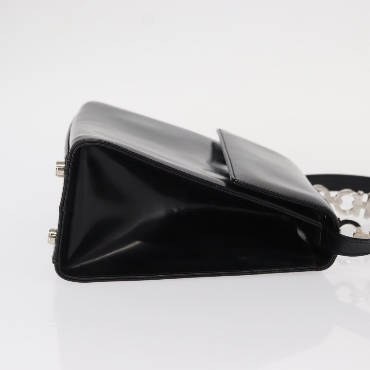 Salvatore Ferragamo Gancini Leather Black Leather Handbag (Pre-Owned)