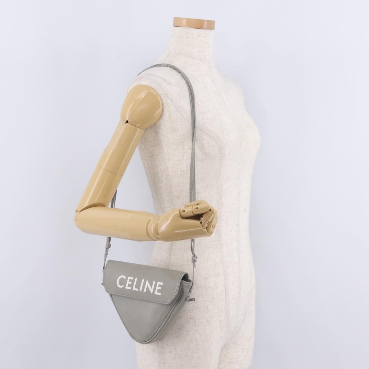 Celine Triangle Leather Gray Leather Handbag (Pre-Owned)