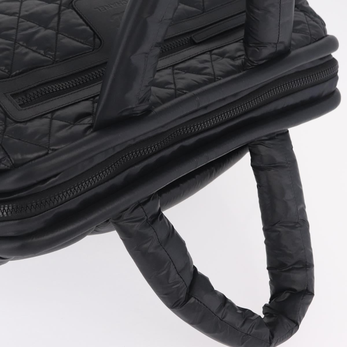 Chanel Coco Cocoon Bowling Quilted Nylon Black Nylon Handbag (Pre-Owned)