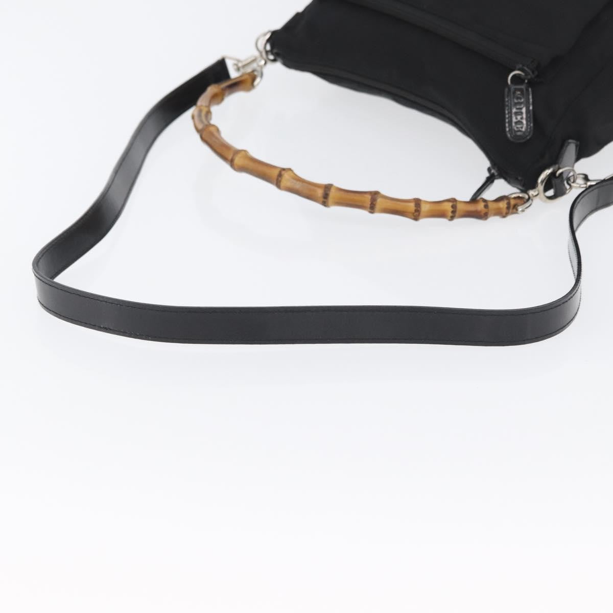 Gucci Vintage Bamboo Shoulder Nylon Black Nylon Shoulder Bag Bag (Pre-Owned)