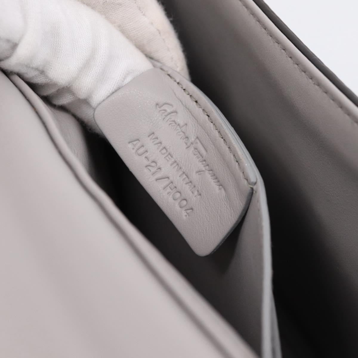 Salvatore Ferragamo Tassel Gancini Lock Flap Leather Gray Leather Shoulder Bag Bag (Pre-Owned)