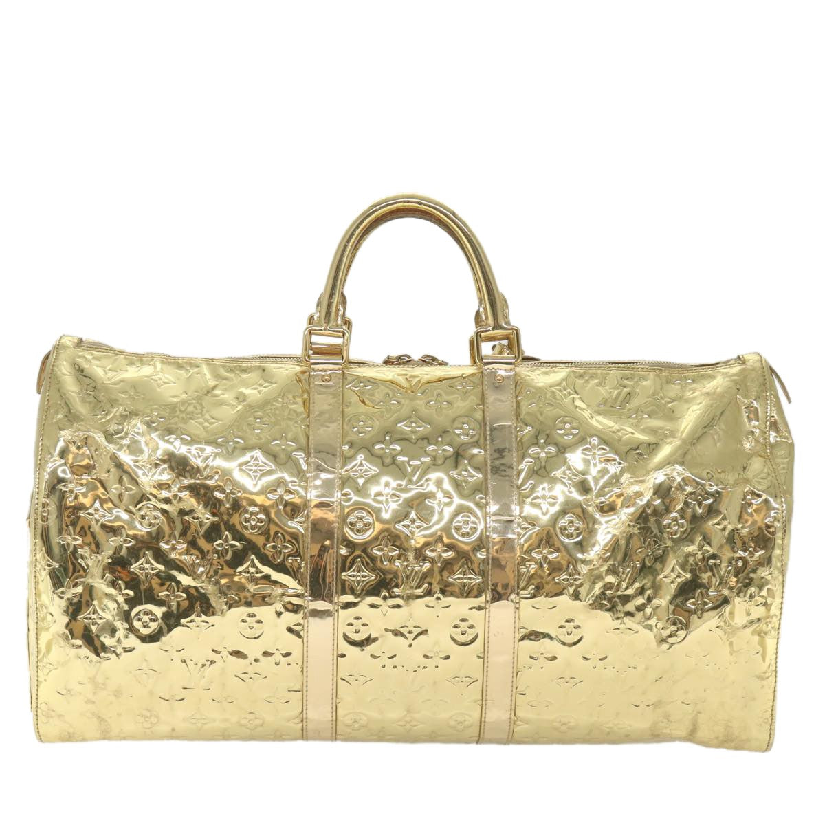 Louis Vuitton Keepall Monogram Miroir Pvc Gold Patent_Leather Travel Bag Bag (Pre-Owned)