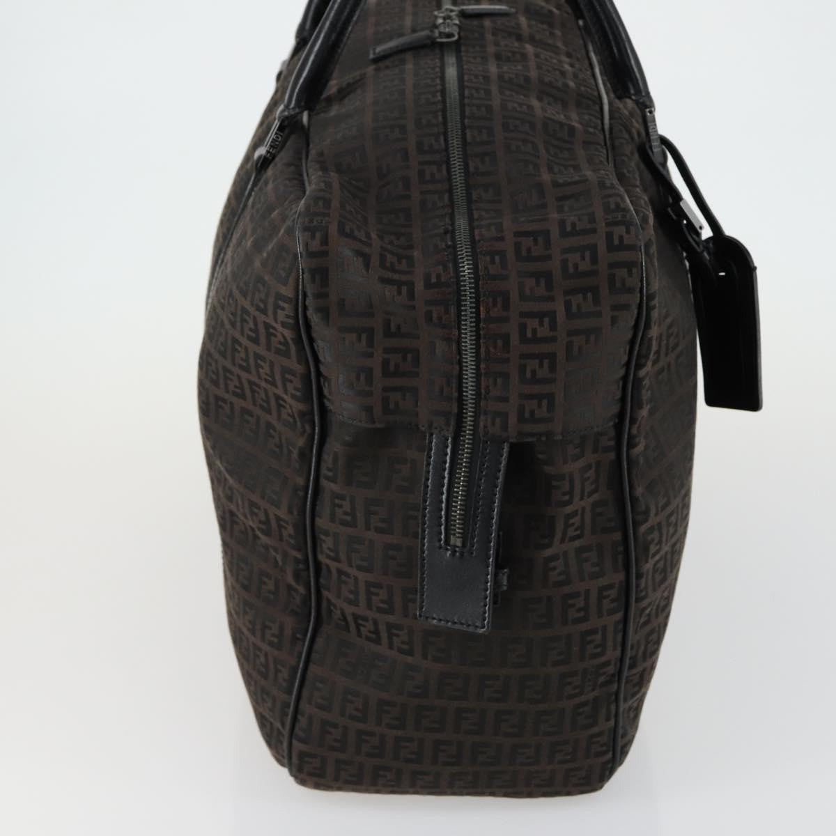 Fendi Vintage Boston Zucchino Canvas Brown Canvas Handbag (Pre-Owned)