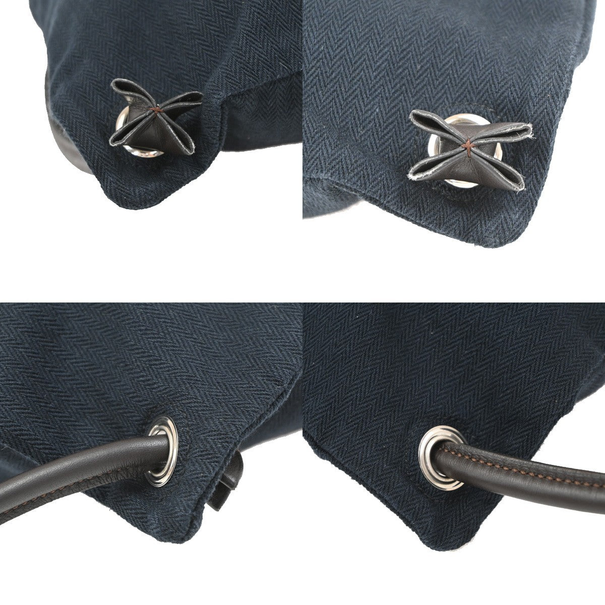 Hermes Maline Toile Blue Canvas Backpack Bag (Pre-Owned)