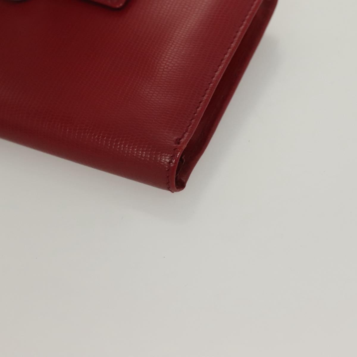 Celine Circle Logo Compact Leather Red Leather Wallets Accessory (Pre-Owned)