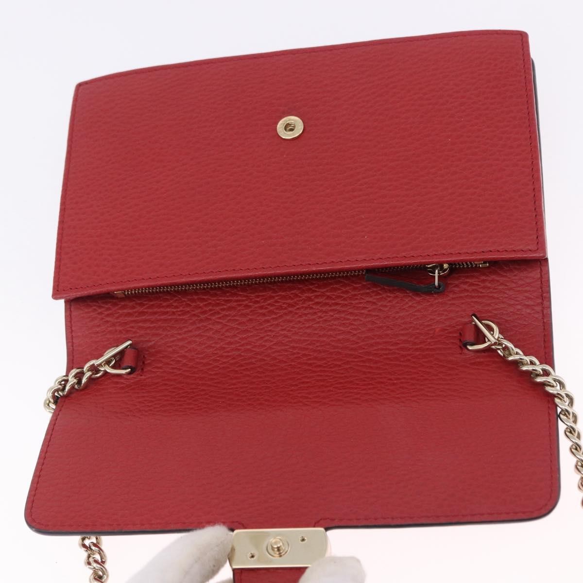 Gucci Interlocking Wallet On Chain Leather Red Leather Shoulder Bag Bag (Pre-Owned)
