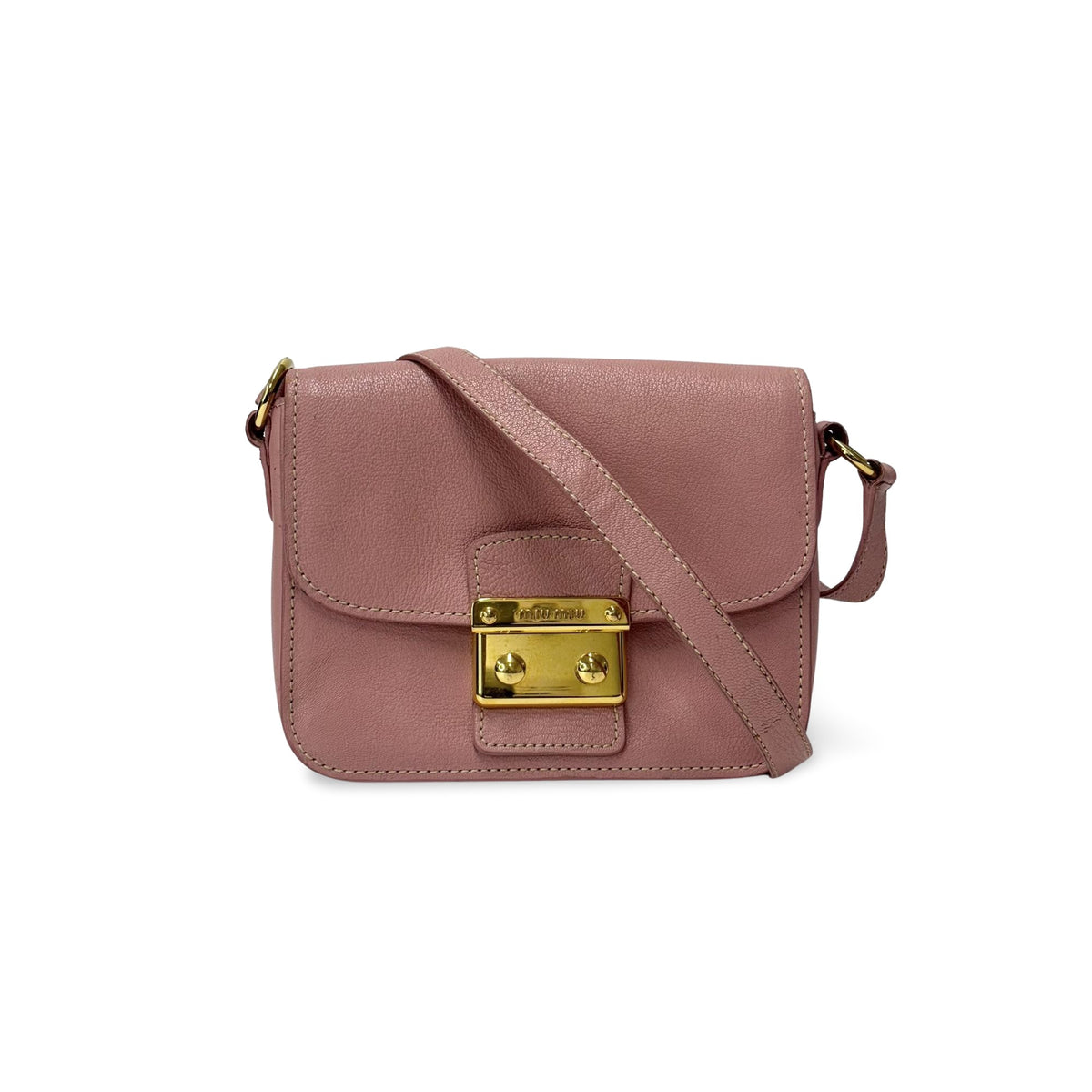 Miu Miu Crossbody Bag Studded Leather Pink Leather Crossbody Bag Bag (Pre-Owned)