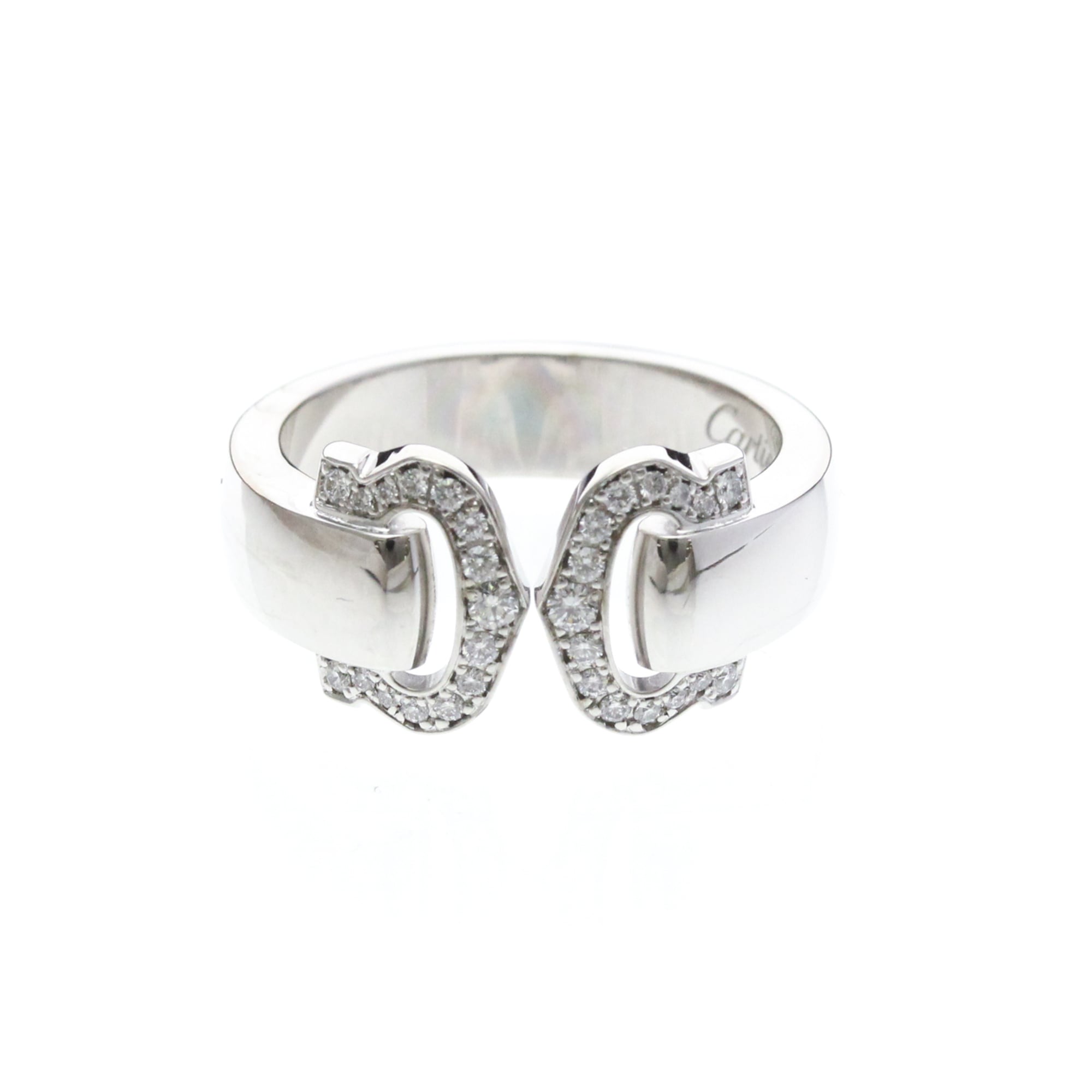 Cartier 2C De Cartier 18K White Gold Silver White_Gold Ring Jewelry (Pre-Owned)