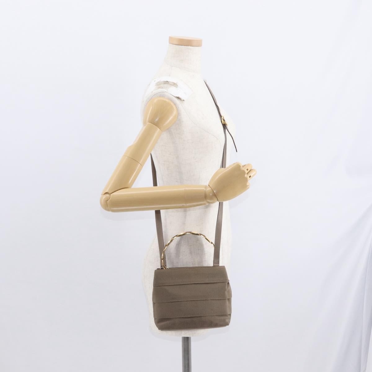 Salvatore Ferragamo Vala Canvas Beige Canvas Handbag (Pre-Owned)