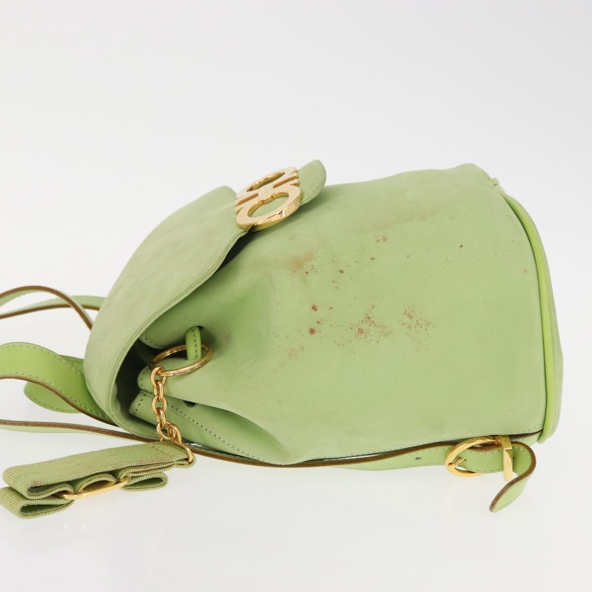 Salvatore Ferragamo Gancini Suede Green Suede Backpack Bag (Pre-Owned)