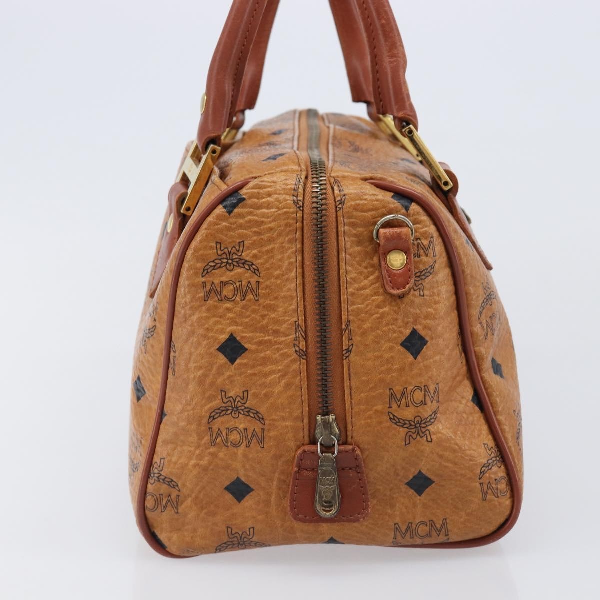 MCM Visetos Logogramme Leather Brown Leather Handbag (Pre-Owned)