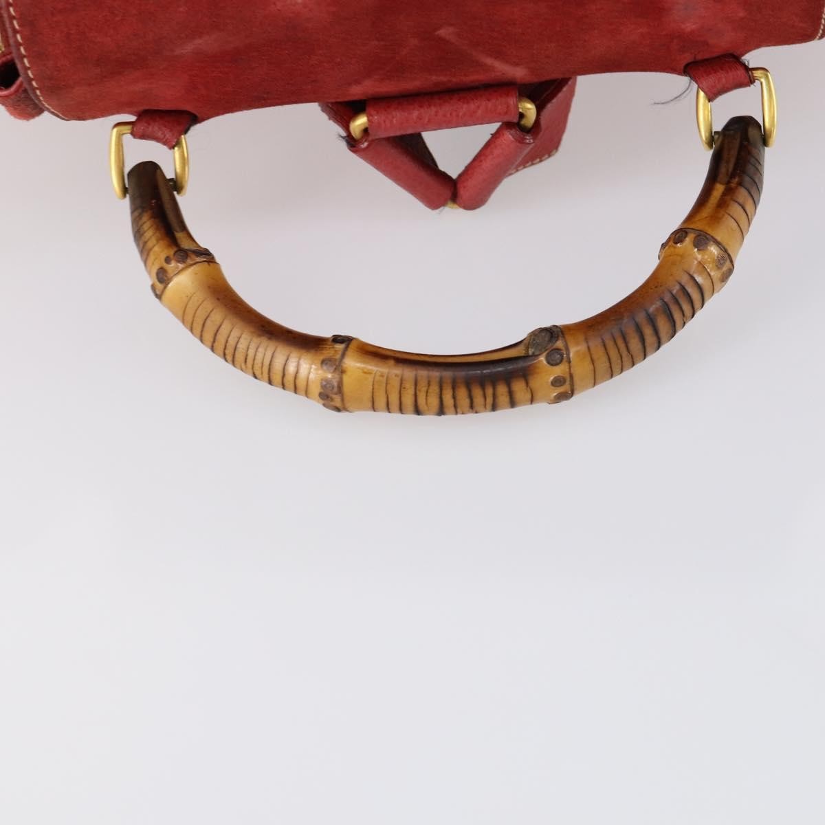Gucci Vintage Bamboo Suede Red Suede Backpack Bag (Pre-Owned)