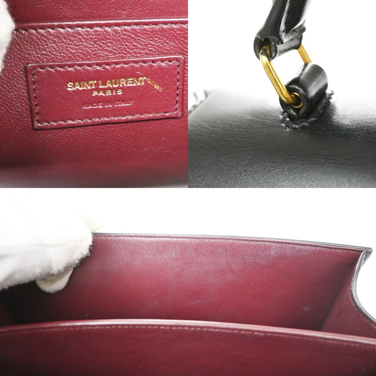 Saint Laurent Cassandra Leather Black Leather Shoulder Bag Bag (Pre-Owned)
