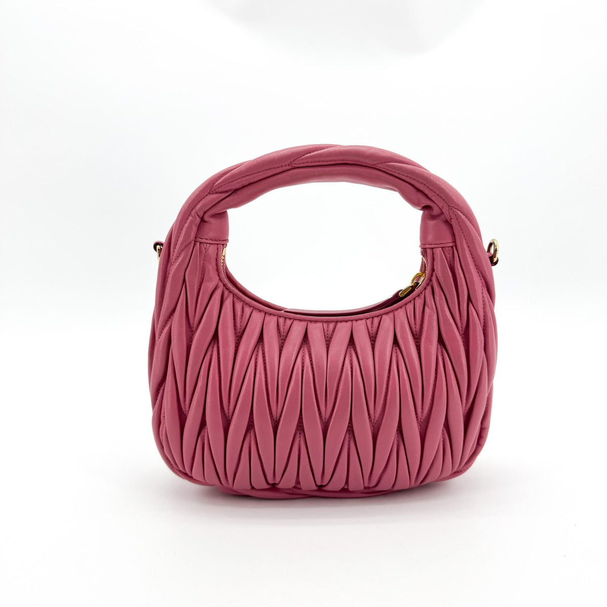 Miu Miu Wander Hobo Matelasse Satin Pink Leather Shoulder Bag Bag (Pre-Owned)