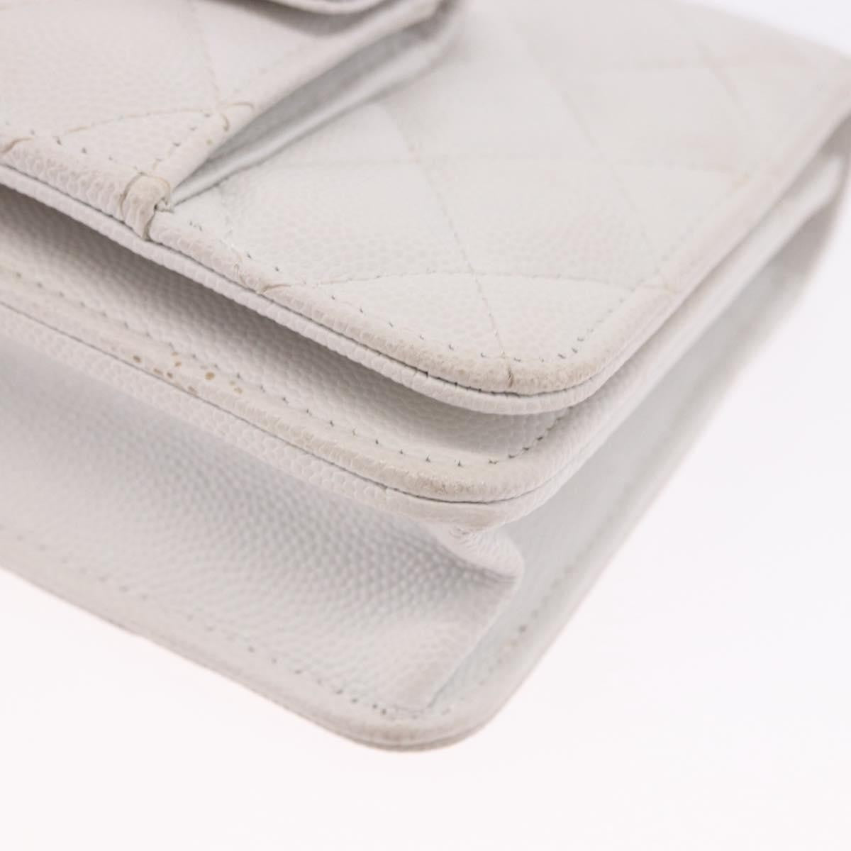 Chanel Pocket Twins Wallet On Chain Quilted Caviar White Leather Shoulder Bag Bag (Pre-Owned)