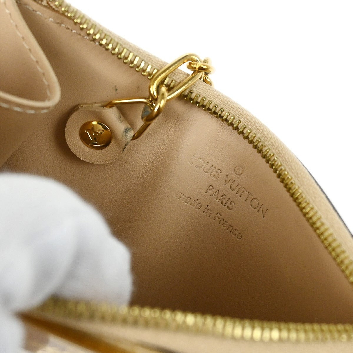 Louis Vuitton Pochette Clés Nm Monogram Vernis Patent Leather Beige Patent_Leather Wallets Accessory (Pre-Owned)
