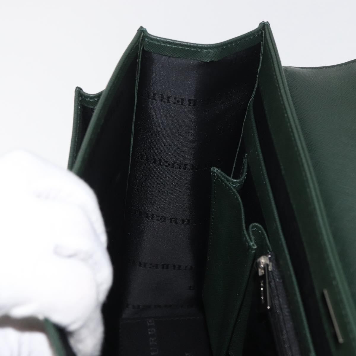 Burberry Briefcase Leather Green Leather Briefcase Bag (Pre-Owned)