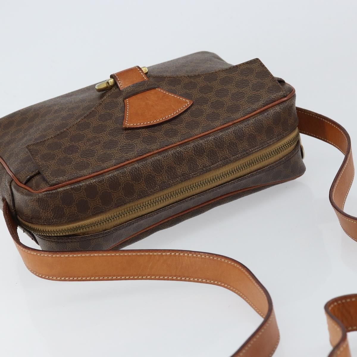 Celine Vintage Macadam Canvas And Leather Brown Canvas Shoulder Bag Bag (Pre-Owned)